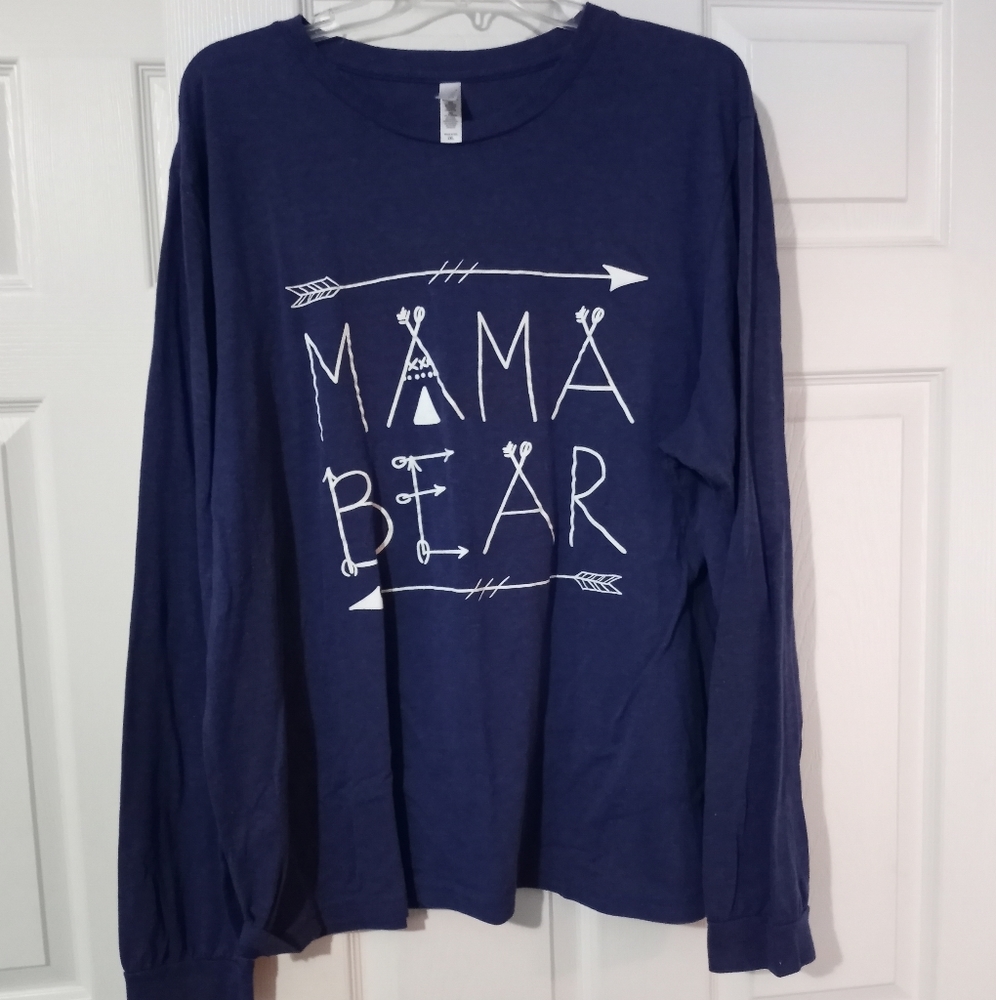 Mama Bear Navy Long Sleeve Shirt 2XL